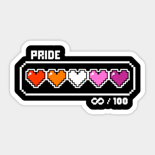 Lesbian Pride Videogame Life Bar Hearts Sticker